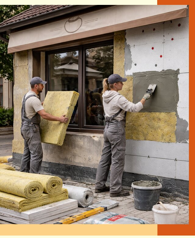 Утепление кафе в Дальнегорске от 4328 руб/м2 — комплексно под ключ | ТепломастерДль