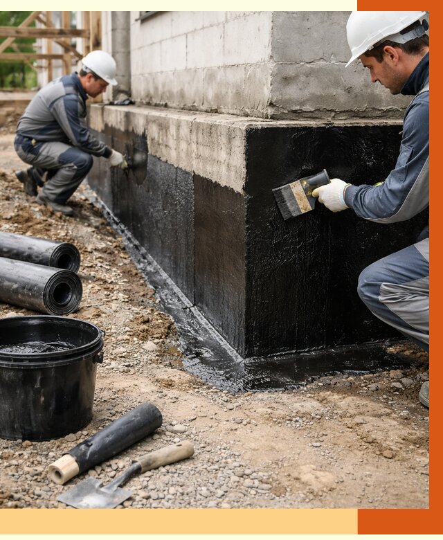 Гидроизоляция фундамента в Дальнегорске от 1288 руб. — профессионально, под ключ | ТепломастерДль